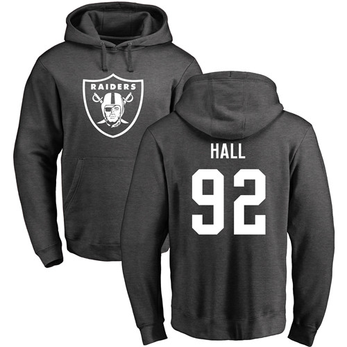 Men Oakland Raiders Ash P J  Hall One Color NFL Football #92 Pullover Hoodie Sweatshirts